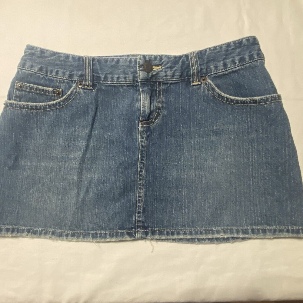 Vintage Aeropostale Distressed Denim Mini Skirt Sz 3/4 Y2K